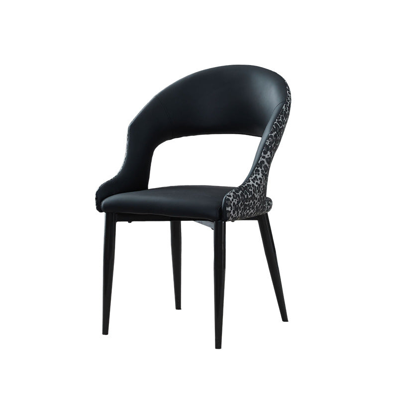 Modern Leather Dining Chair with Leopard Print Design